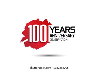 100 years anniversary celebration with red brush design isolated on white background for celebrating event