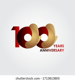 100 Years Anniversary Celebration Red Gold Vector Template Design Illustration