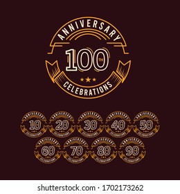 100 Years Anniversary Celebration set Vector Template Design Illustration