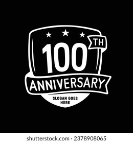 100 years anniversary celebration shield design template. 100th anniversary logo. Vector and illustration.