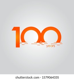 100 Years Anniversary Celebration Sunset Orange Vector Template Design Illustration