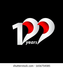 100 Years Anniversary Celebration White and Red Elegant Vector Template Design Illustration
