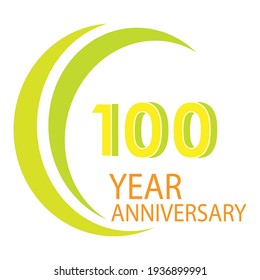 100 Years Anniversary Celebration Yellow Color Vector Template Design Illustration