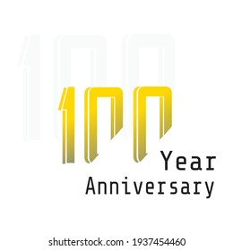 100 Years Anniversary Celebration Yellow Color Vector Template Design Illustration