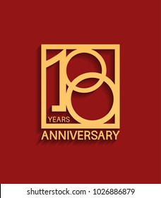 100 years anniversary design logotype golden color in square isolated on red background for celebration event