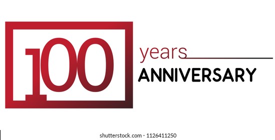 100 years anniversary design logotype with red color in square isolated on white background for anniversary celebration 