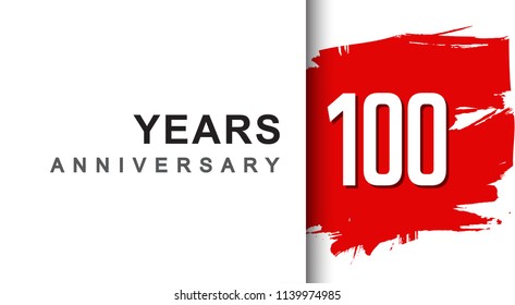 100 years anniversary design with red brush isolated on white background for company celebration event

