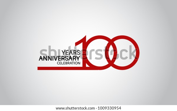 100 years anniversary\
design with simple line red color isolated on white background for\
celebration