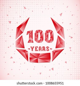 100 years anniversary design template. Low poly design.