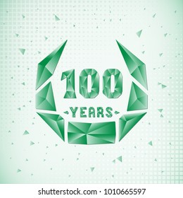 100 years anniversary design template. Low poly design.
