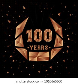 100 years anniversary design template. Low poly design.