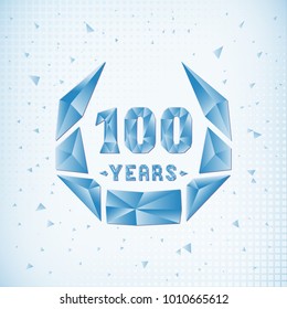 100 years anniversary design template. Low poly design.