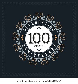 Plantilla de diseño de 100 años. Vector e ilustración. logo del aniversario de la celebración. clásico, de estilo vintage