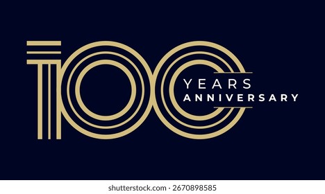 Ilustración vectorial de diseño de 100 años de aniversario. Plantilla única del diseño del logotipo de 100 años. En color dorado