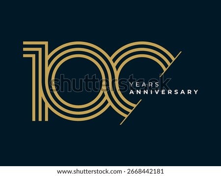 100 Years Anniversary design vector illustration. Unique 100 years logo design template. In gold color
