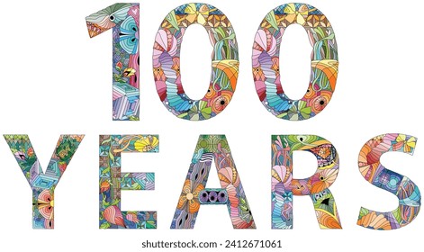 100 years anniversary emblem. Engraving design. Vector illustration.