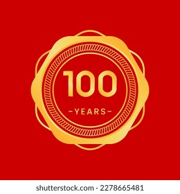 100 years anniversary, gold hexagon anniversary template with circular rope