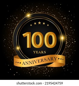 100 Years Anniversary. Golden anniversary celebration template design, Vector illustrations.