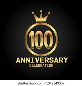 100 years Anniversary with golden font, circle and crown