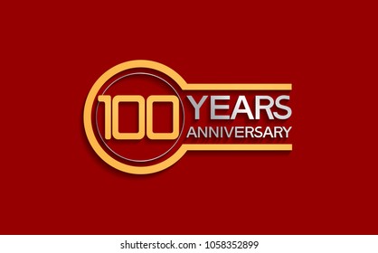 100 years anniversary golden and silver color with circle isolated on red background for celebration event