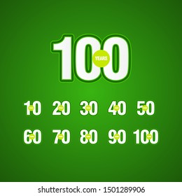 100 Years Anniversary Green Light Vector Template Design Illustration