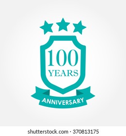 100 years anniversary icon or emblem. 100 anniversary label. Celebration, invitation and congratulation design element. Colorful vector illustration.