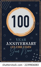 
100 years anniversary invitation card. celebration template  modern design elements  dark blue background - vector illustration