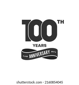 100 years anniversary logo with black color for booklet, leaflet, magazine, brochure poster, banner, web, invitation or greeting card. Vector illustrations.