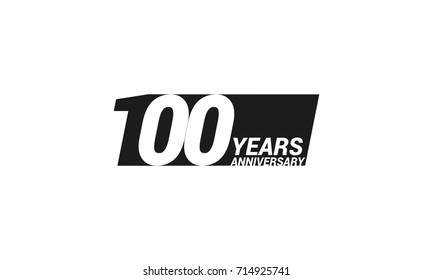 100 Years  Anniversary  Logo Celebration with negative space design. Isolated on White Background