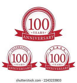 100 years anniversary logo collections. Set of 100th Anniversary logotype template. Vector and illustration.