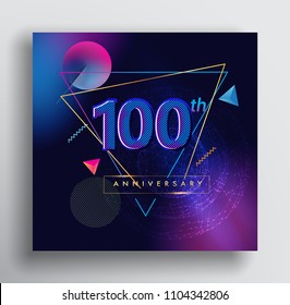 100 Years Anniversary Logo with Colorful Galactic background, Vector Design Template Elements for Invitation Card and Poster Your Birthday Celebration.