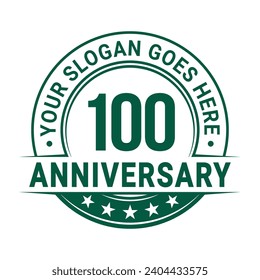 100 years anniversary logo design template. 100th anniversary celebrating logotype. Vector and illustration.