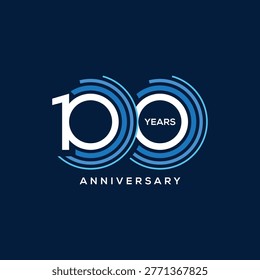 100 Years Anniversary logo design, Abstract blue number logo concept 