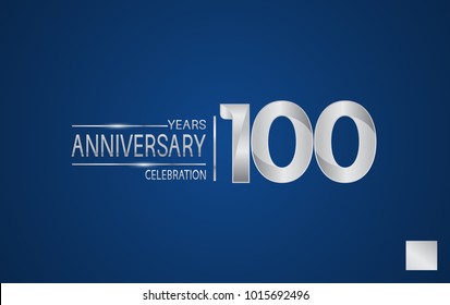 100 years anniversary logo with elegance silver color isolated on blue background for celebration event