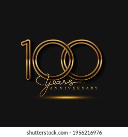 100 Years Anniversary Logo Golden Colored isolated on black background, vector design for greeting card and invitation card