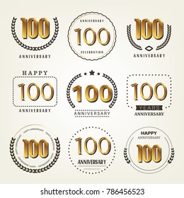 100 years anniversary logo set. Vector illustration.