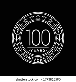 100 years anniversary logo template. 100th line art vector and illustration.