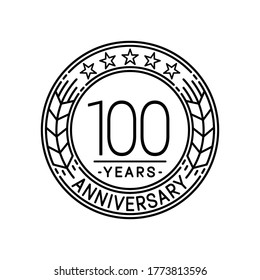 100 years anniversary logo template. 100th line art vector and illustration.