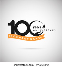 100 Years Anniversary Logo Template with ribbon