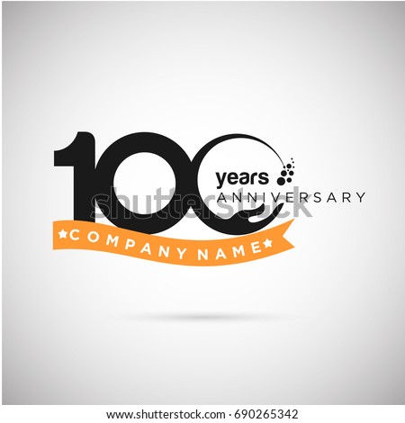 100 Years Anniversary Logo Template with ribbon
