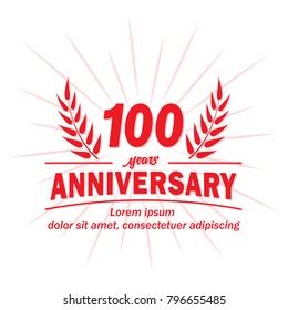 100 Years Anniversary Logo. Vector And Illustration.