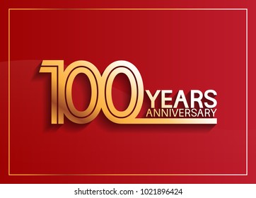 100 years anniversary logotype with golden multiple line style on red background for celebration