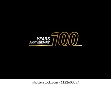 100 Years Anniversary logotype with golden colored font numbers made of one connected line, isolated on white background for company celebration event, birthday