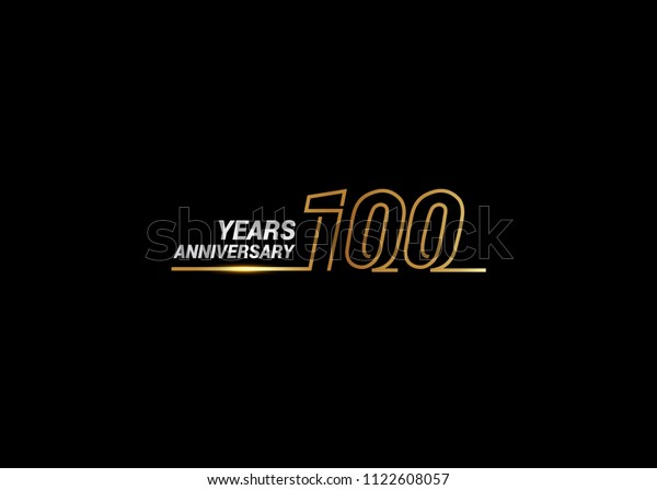 100 Years Anniversary\
logotype with golden colored font numbers made of one connected\
line, isolated on white background for company celebration event,\
birthday