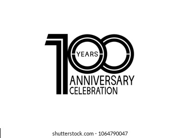 100 years anniversary logotype with multiple line black color isolated on white background for celebration event