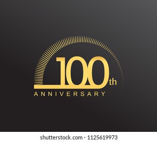 100 years anniversary logotype with single line golden color and golden ring for anniversary celebration