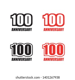 100 years anniversary logotype with single line red and black color for celebration 