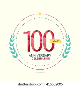 100 Years Anniversary with Low Poly Design and Laurel Ornaments