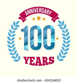 100 Years Anniversary with Low Poly Design and Laurel Ornaments
