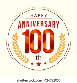 100 Years Anniversary with Low Poly Design and Laurel Ornaments